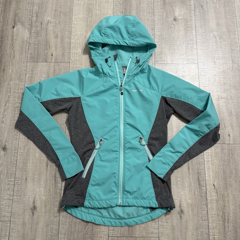 Avalanche Weather Shield Running Shell Full Zip Hooded Jacket Teal Women's Small - Picture 2 of 12